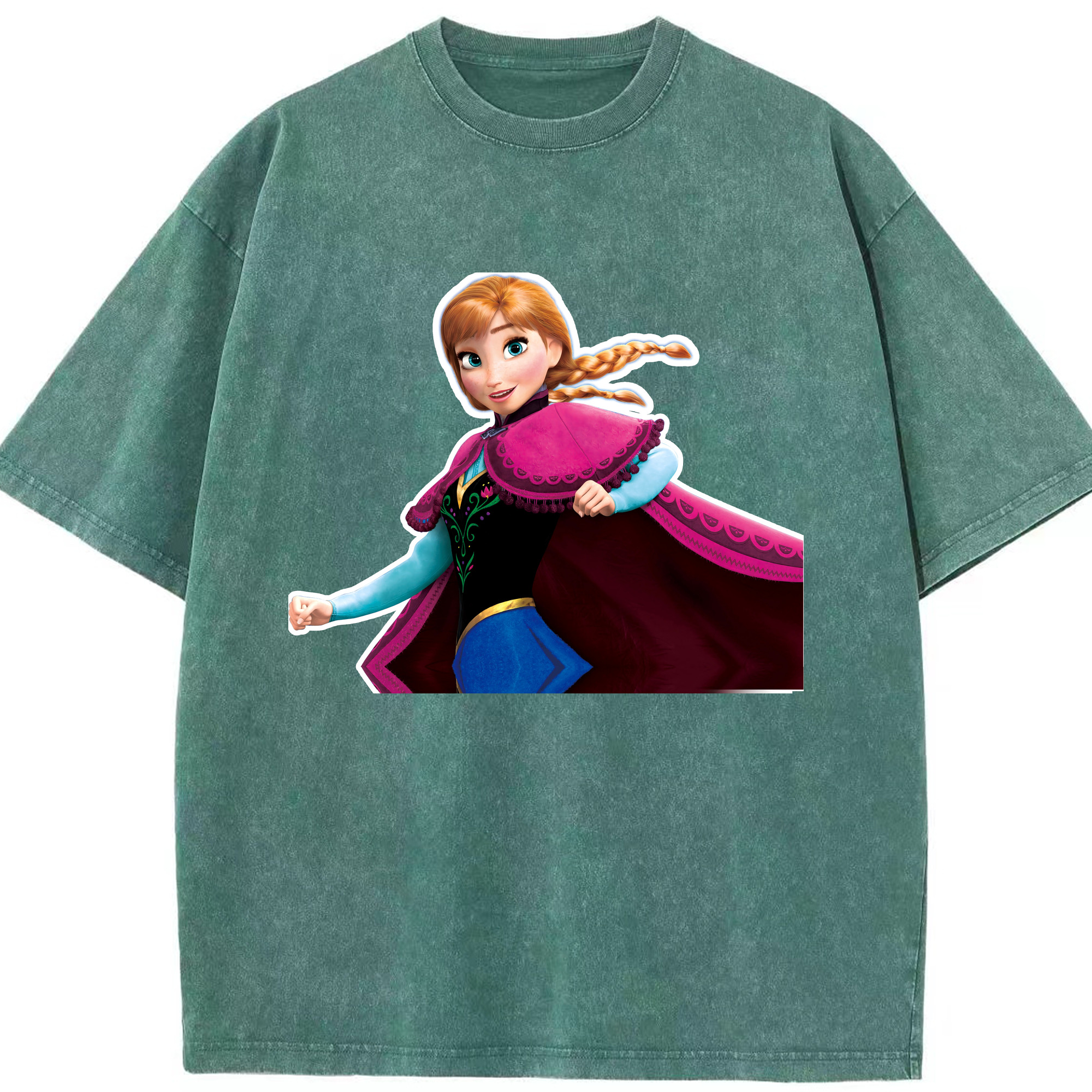 （画像用） アナと雪の女王 アンナ エルサ Frozen Anna Elsa 綿100% ヴィンテージ風 半袖Tシャツ（フロントプリント）